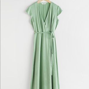 Satin Midi Wrap Dress